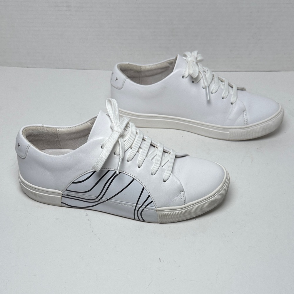 THEY New York Circle Low Akaishi White Leather Sneakers Black Accent Handmade 36